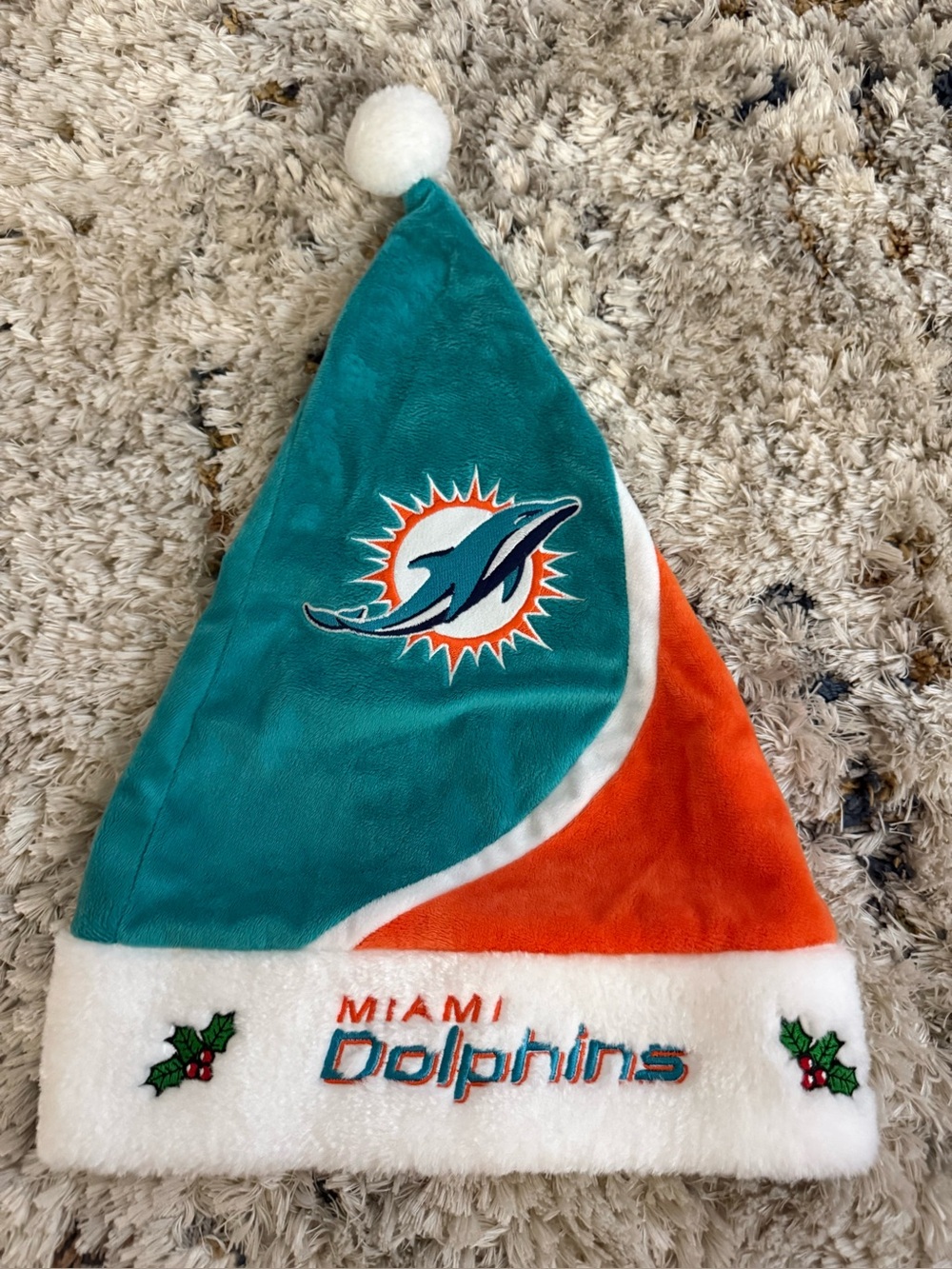 Forever Collectibles Miami Dolphins NFL Santa Hat Aqua Orange White